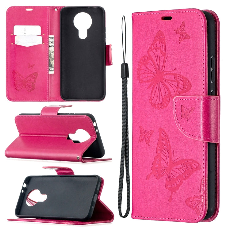 Two Butterflies Embossing Pattern Horizontal Flip Leather Case with Holder & Card Slot & Wallet & Lanyard, For Xiaomi Mi 10T 5G, For Xiaomi Mi 10T Lite 5G, For Xiaomi Poco X3, For Nokia 2.4, For Nokia 3.4