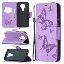 Load image into Gallery viewer, Two Butterflies Embossing Pattern Horizontal Flip Leather Case with Holder &amp; Card Slot &amp; Wallet &amp; Lanyard, For Xiaomi Mi 10T 5G, For Xiaomi Mi 10T Lite 5G, For Xiaomi Poco X3, For Nokia 2.4, For Nokia 3.4