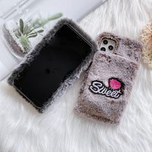 Load image into Gallery viewer, Rose Flower Hand Warmer Plush Shockproof TPU Case, For iPhone 11, For iPhone 11 Pro, For iPhone 11 Pro Max, For iPhone 12 mini, For iPhone 12 / 12 Pro, For iPhone 12 Pro Max