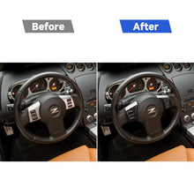 Load image into Gallery viewer, Car Carbon Fiber Steering Wheel Button Frame Decorative Sticker for Nissan 350z 2006-2009, Steering Wheel Button Frame