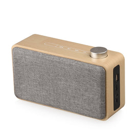 W5A Subwoofer Fabric Wooden Touch Bluetooth Speaker, Support TF Card & U Disk & 3.5mm AUX, Walnut, Yellow Wood