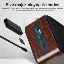 Load image into Gallery viewer, W5A Subwoofer Fabric Wooden Touch Bluetooth Speaker, Support TF Card &amp; U Disk &amp; 3.5mm AUX, Walnut, Yellow Wood