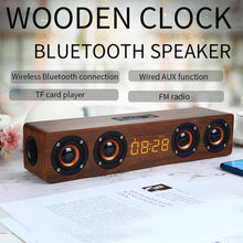Load image into Gallery viewer, W8C Wooden Clock Subwoofer Bluetooth Speaker, Support TF Card &amp; U Disk &amp; 3.5mm AUX