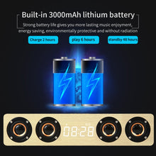 Load image into Gallery viewer, W8C Wooden Clock Subwoofer Bluetooth Speaker, Support TF Card &amp; U Disk &amp; 3.5mm AUX