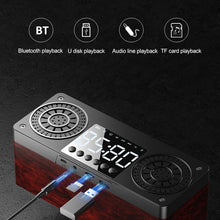 Load image into Gallery viewer, A10 Subwoofer Wooden Clock Bluetooth 5.0 Speaker, Support TF Card &amp; U Disk Play &amp; FM Radio