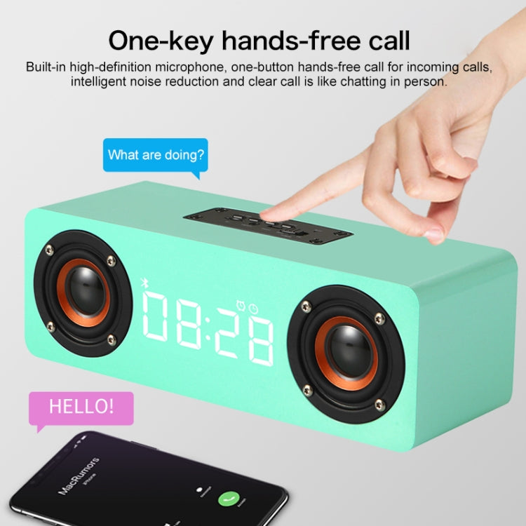 M5C Subwoofer Wooden Clock Bluetooth 4.2 Speaker, Support TF Card & 3.5mm AUX & FM Radio