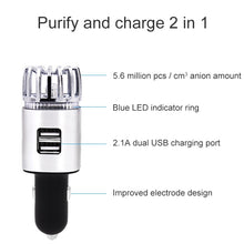 Load image into Gallery viewer, 2 in 1 Car Negative-ion  Aromatherapy Air Purifier Humidifier + Dual USB Port Car Charger
