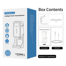 Load image into Gallery viewer, Rehabor A Handsfree Non-contact Body Light-sensitive Distance Sensor Thermometer + 450ml Automatic Non-contact Liquid Soap Spraying Dispenser with Base Mount, Rehabor A