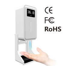 Load image into Gallery viewer, Rehabor A Handsfree Non-contact Body Light-sensitive Distance Sensor Thermometer + 450ml Automatic Non-contact Liquid Soap Spraying Dispenser with Base Mount, Rehabor A