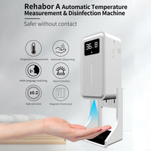 Load image into Gallery viewer, Rehabor A Handsfree Non-contact Body Light-sensitive Distance Sensor Thermometer + 450ml Automatic Non-contact Liquid Soap Spraying Dispenser with Base Mount, Rehabor A