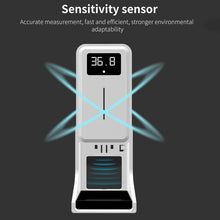 Load image into Gallery viewer, Rehabor A Handsfree Non-contact Body Light-sensitive Distance Sensor Thermometer + 450ml Automatic Non-contact Liquid Soap Spraying Dispenser with Base Mount, Rehabor A