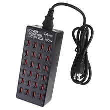 Load image into Gallery viewer, 100W 24 USB Ports Fast Charger Station Smart Charger with LED Indicator AC 100-240V, US Plug