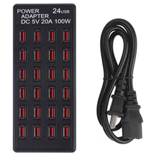 Load image into Gallery viewer, 100W 24 USB Ports Fast Charger Station Smart Charger with LED Indicator AC 100-240V, US Plug