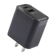 Load image into Gallery viewer, PD 20W USB-C/Type-C+QC 3.0 USB Ports Plaid Pattern Travel Charger, US Plug, US Plug (Black)