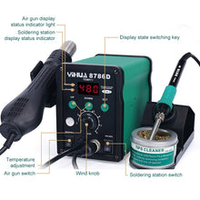 Load image into Gallery viewer, YIHUA 8786D 2 in 1 AC 220V LED Display Adjustable Temperature Hot Air Gun + Solder Station &amp; Soldering Iron, 8786D