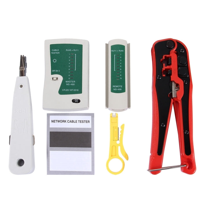 WLXY 4 in 1 Portable Crimping Stripper Punch Down  Wire Line Detector Ethernet Network Cable Tester Tools Kits, 4 in 1