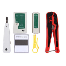 Load image into Gallery viewer, WLXY 4 in 1 Portable Crimping Stripper Punch Down  Wire Line Detector Ethernet Network Cable Tester Tools Kits, 4 in 1