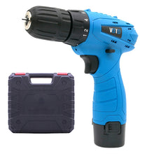 Load image into Gallery viewer, VOTO 12V Stepless Speed Regulation Rechargeable Hand Drill Set Electric Drill Power Tools with LED Light, AC 220V, US Plug, Random Color Delivery, 12V Single Speed Plastic Box Package