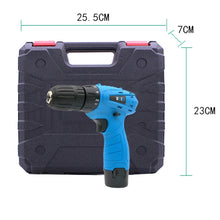 Load image into Gallery viewer, VOTO 12V Stepless Speed Regulation Rechargeable Hand Drill Set Electric Drill Power Tools with LED Light, AC 220V, US Plug, Random Color Delivery, 12V Single Speed Plastic Box Package