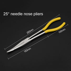 11 Inch Multi-function 25 Degree Bending Needle-nosed Pliers Hand Tool, 25 Degree Bending