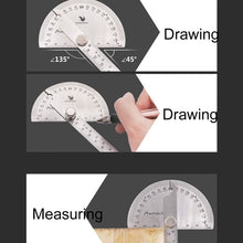 Load image into Gallery viewer, 0-180 Degree Stainless Steel Protractor Angle Finder with 0-150mm Arm Measuring Ruler Tool, 0-150mm Ruler