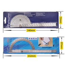 Load image into Gallery viewer, 0-180 Degree Stainless Steel Protractor Angle Finder with 0-150mm Arm Measuring Ruler Tool, 0-150mm Ruler