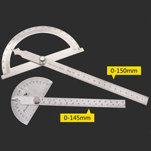 Load image into Gallery viewer, 0-180 Degree Stainless Steel Protractor Angle Finder with 0-150mm Arm Measuring Ruler Tool, 0-150mm Ruler