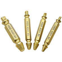 Load image into Gallery viewer, 4 in 1 Screw Extractor Drill Bits Tool Broken Bolt Remover(1#, 2#, 3#, 4#), with Plastic Case, Gold s2, Gold 4341, 4341, s2