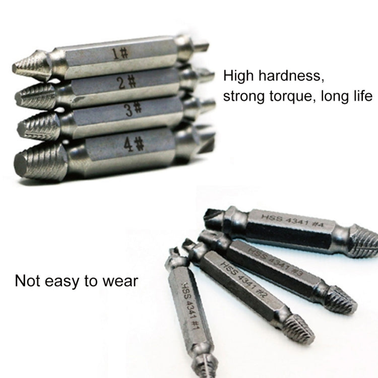 4 in 1 Screw Extractor Drill Bits Tool Broken Bolt Remover(1#, 2#, 3#, 4#), with Plastic Case, s2, Gold s2, Gold 4341, 4341