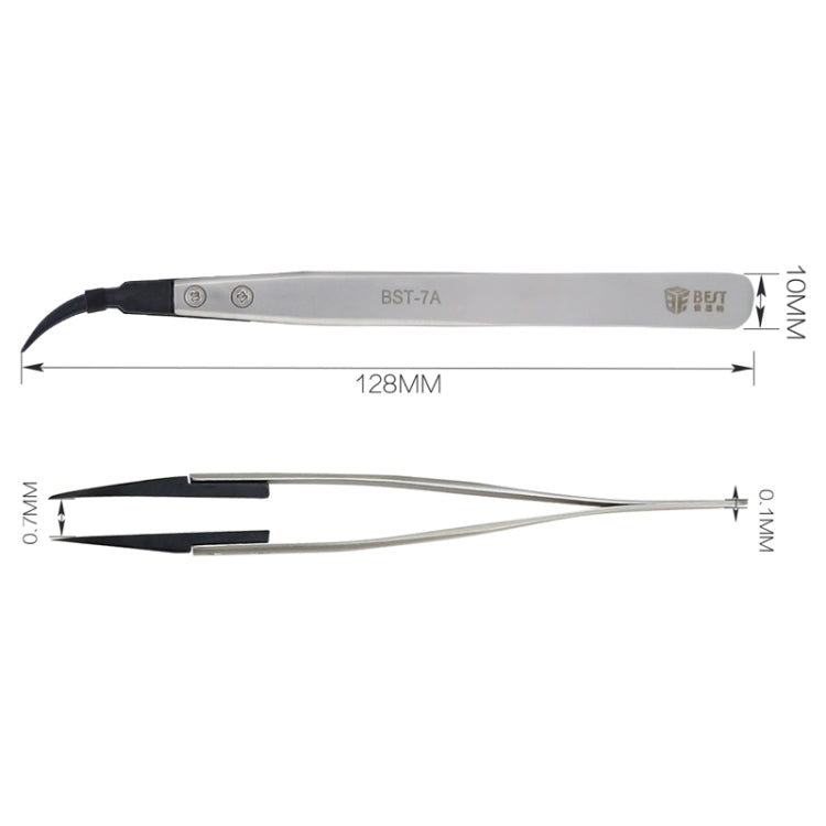 BEST BST-7A  Curved Head Tweezers for Mobile Phone / Computer Repair