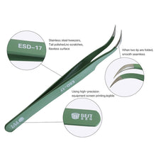 Load image into Gallery viewer, BEST BST-17 Precision Anti-static ESD Stainless Steel Tweezers