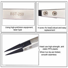 Load image into Gallery viewer, BEST BST-259 Stainless Steel Snti Static Tweezer