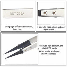 Load image into Gallery viewer, BEST BST-259A  Stainless Steel Snti Static Tweezer