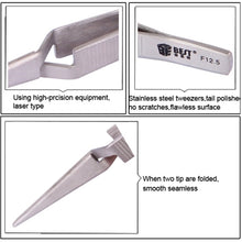Load image into Gallery viewer, BEST BST-F12.5  Stainless Steel Self Closed Straight Laboratory Tweezers