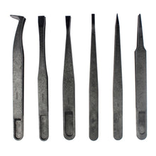 Load image into Gallery viewer, JF-S6in1 6 in 1 Anti-static Carbon Fiber Straight and Curved Tip Tweezers