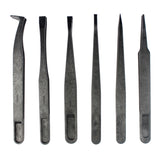JF-S6in1 6 in 1 Anti-static Carbon Fiber Straight and Curved Tip Tweezers