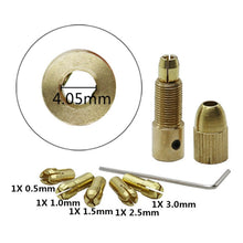 Load image into Gallery viewer, 7 PCS/Set Brass 0.5-3mm Small Electric Drill Bit Collet Micro Twist 4.05mm Drill Chuck Set with Wrench, 4.05mm