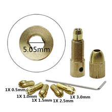 Load image into Gallery viewer, 7 PCS/Set Brass 0.5-3mm Small Electric Drill Bit Collet Micro Twist 5.05mm Drill Chuck Set with Wrench, 5.05mm