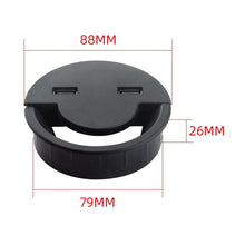 Load image into Gallery viewer, 60mm Desktop Outlet USB Cable Wire Hole Cover Round Winder Holder