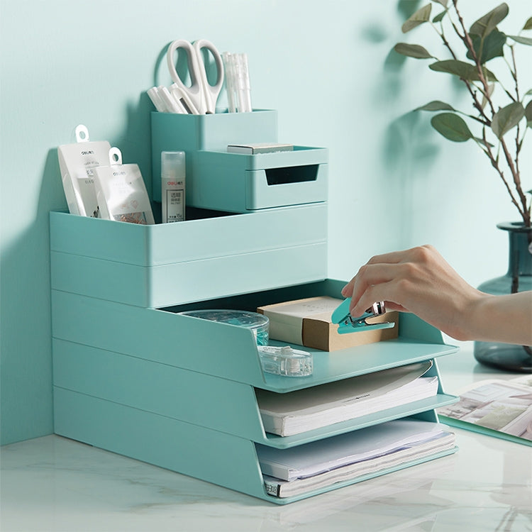 Desk-top Removable Pen Holder Stationery Box Assembly File Storage Box, 0115-2 (Grey White)