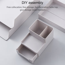 Load image into Gallery viewer, Desk-top Removable Pen Holder Stationery Box Assembly File Storage Box, 0115-2 (Grey White)