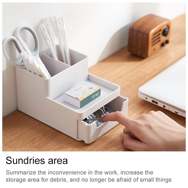 Desk-top Removable Pen Holder Stationery Box Assembly File Storage Box, 0115-2 (Grey White)