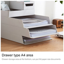 Load image into Gallery viewer, Desk-top Removable Pen Holder Stationery Box Assembly File Storage Box, 0115-2 (Grey White)