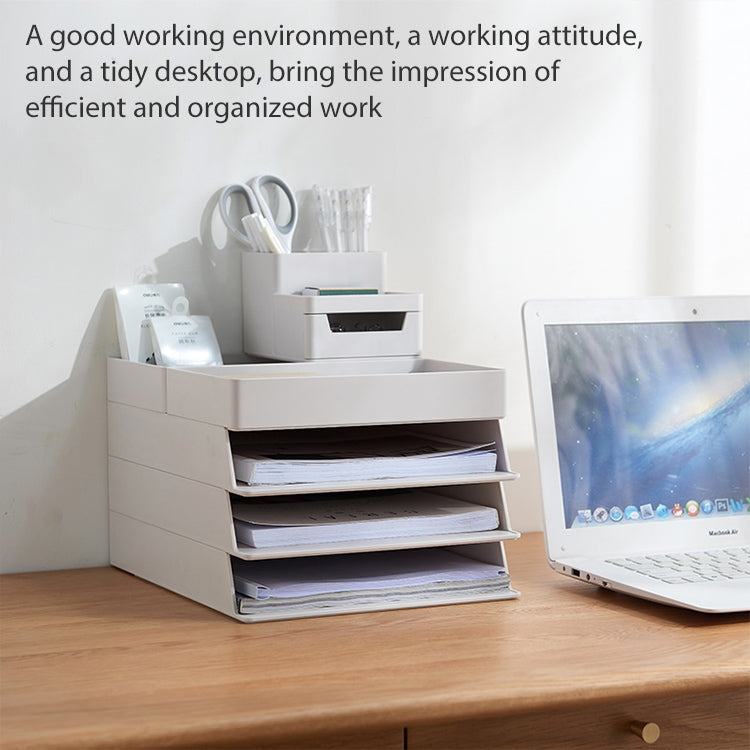 Desk-top Removable Pen Holder Stationery Box Assembly File Storage Box, 0115-2 (Grey White)