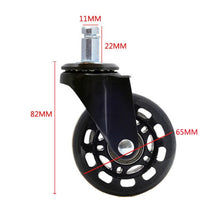 Load image into Gallery viewer, 2.5 inch PU Black Transparent Wheel Suitable for Office Chair 11x22mm Mute Screw Universal Wheel, 2.5 inch Wheel