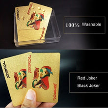 Load image into Gallery viewer, Creative Frosted Back Texture Plastic From Vegas to Macau Playing Cards Texas Poker with Wooden Gift Box, Golden Dollar Wooden Gift Box, Golden Tattice Gift Box