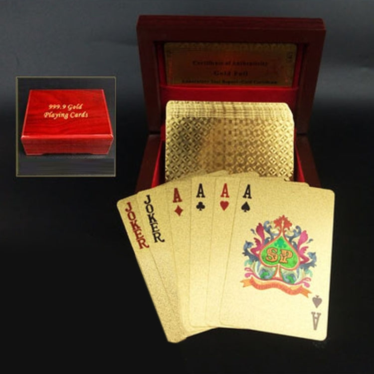 Creative Frosted Back Texture Plastic From Vegas to Macau Playing Cards Texas Poker with Wooden Gift Box, Golden Tattice Gift Box, Golden Dollar Wooden Gift Box