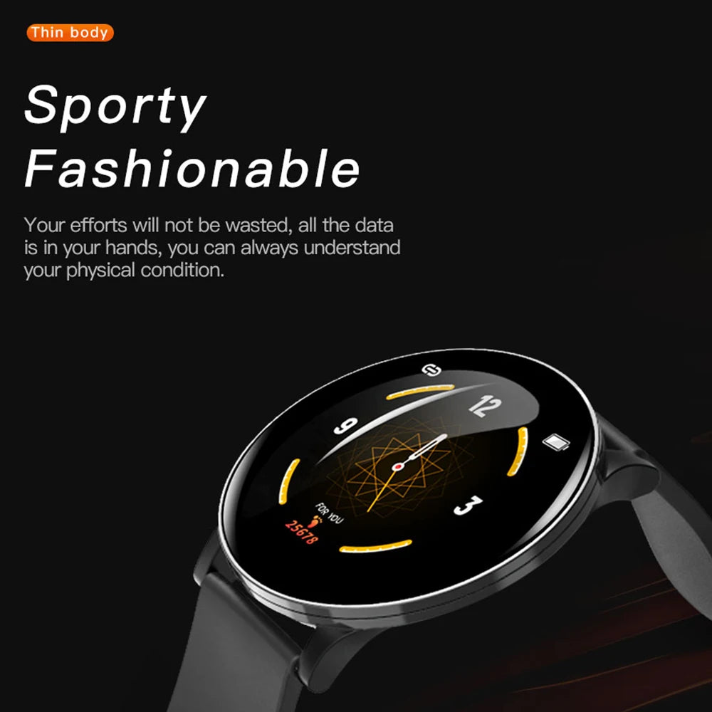 W8 Silver Waterproof Heart Rate Stainless Steel Smart Watch - iOS & Android