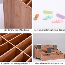 Load image into Gallery viewer, Wooden Multi-cell Mobile Phone Film Stand Desktop Accessories Display Rack, 14 Grids, Size: 21x17x16cm, 14 Grids, Brown