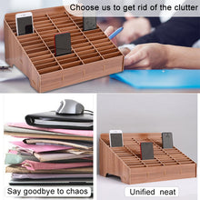 Load image into Gallery viewer, Wooden Multi-cell Mobile Phone Film Stand Desktop Accessories Display Rack, 14 Grids, Size: 21x17x16cm, 14 Grids, Brown